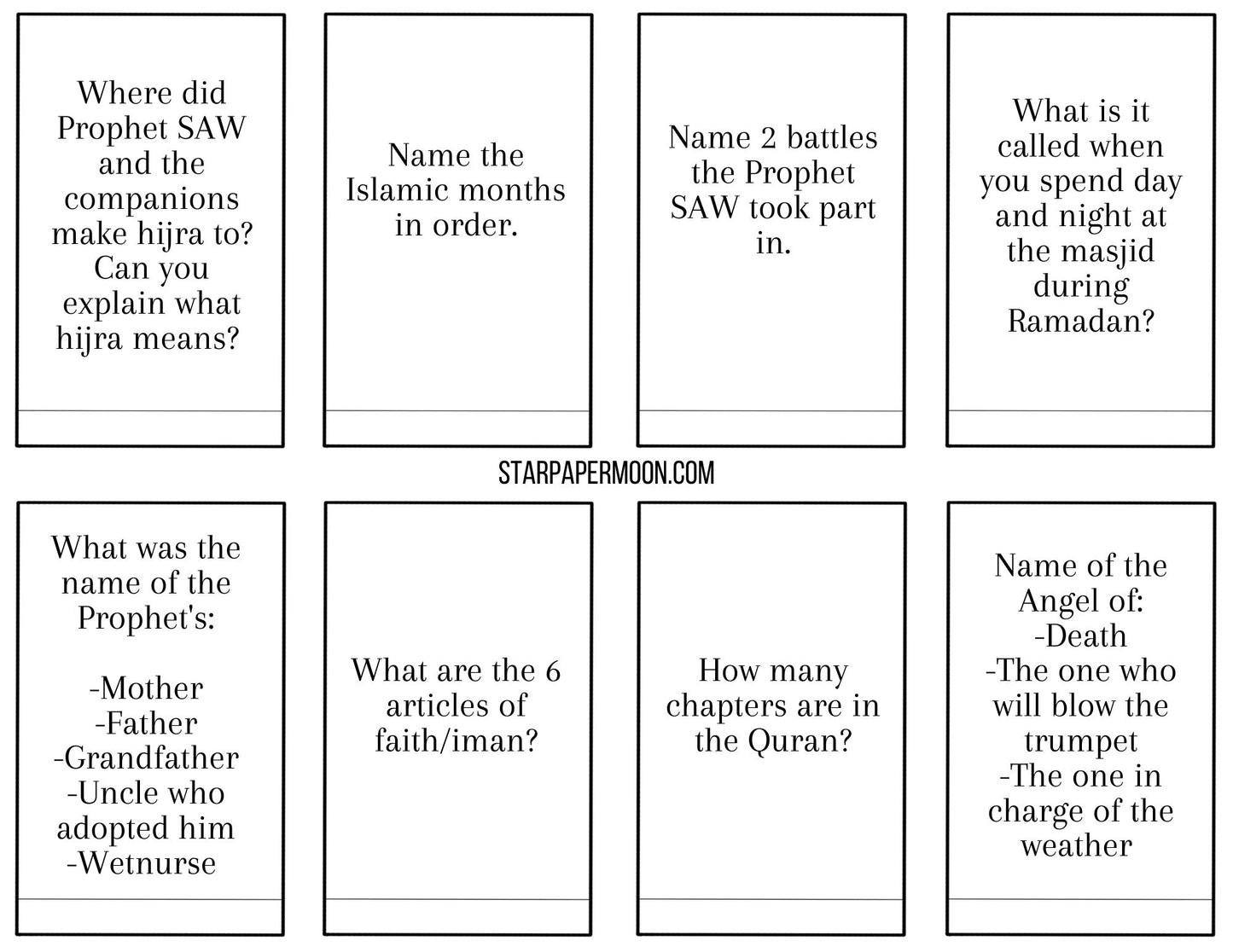 Ramadan Trivia Printable FREE