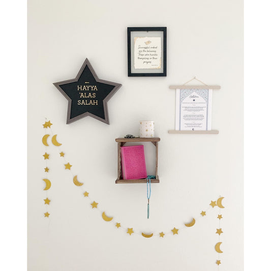 Crescent & Star Garland Gold Glitter