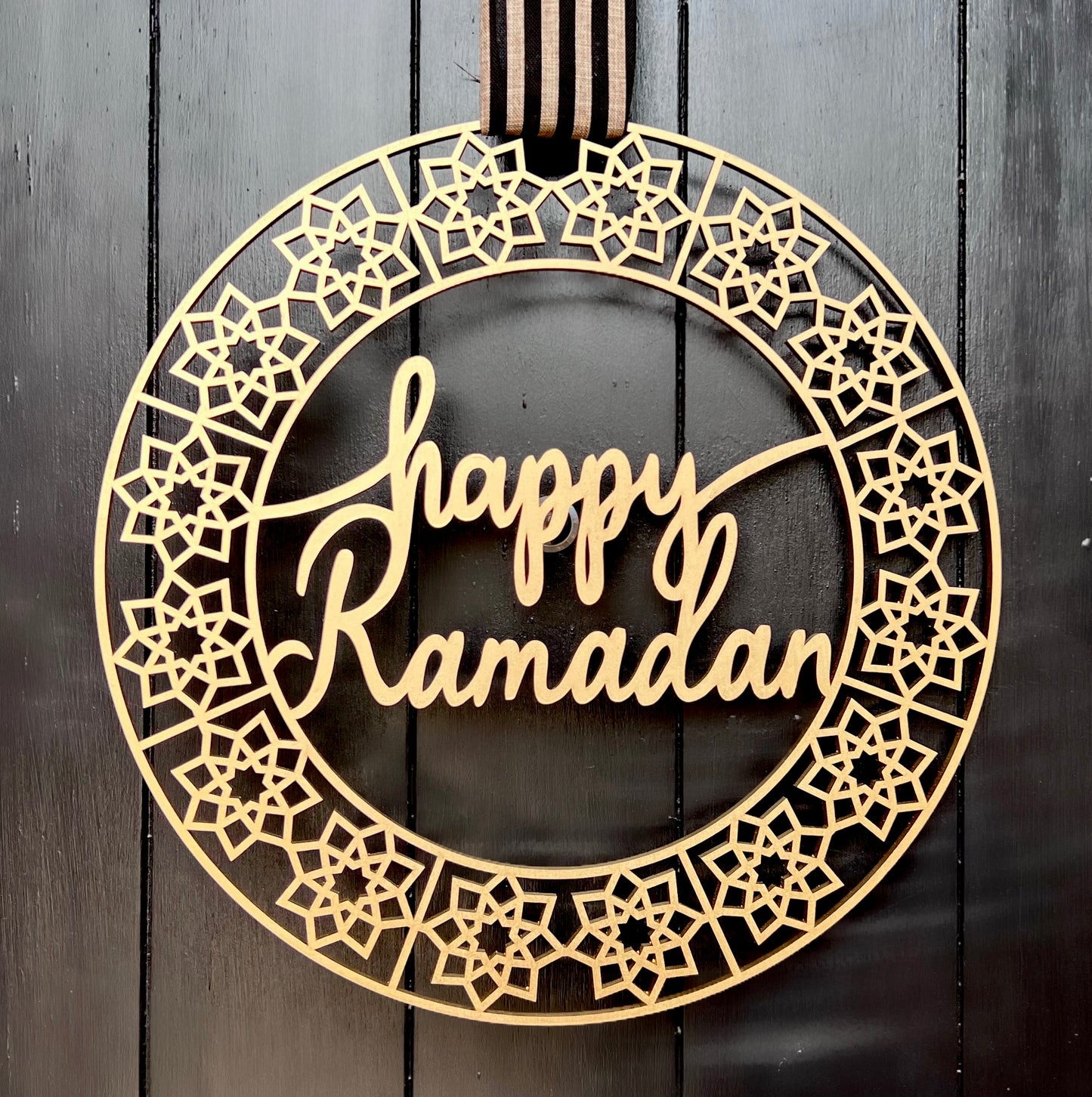 Happy Ramadan Wood Wreath Sign