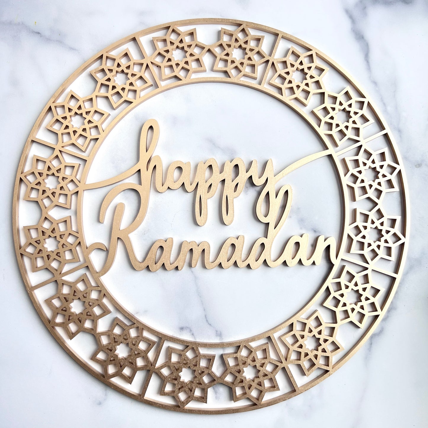 Happy Ramadan Wood Wreath Sign