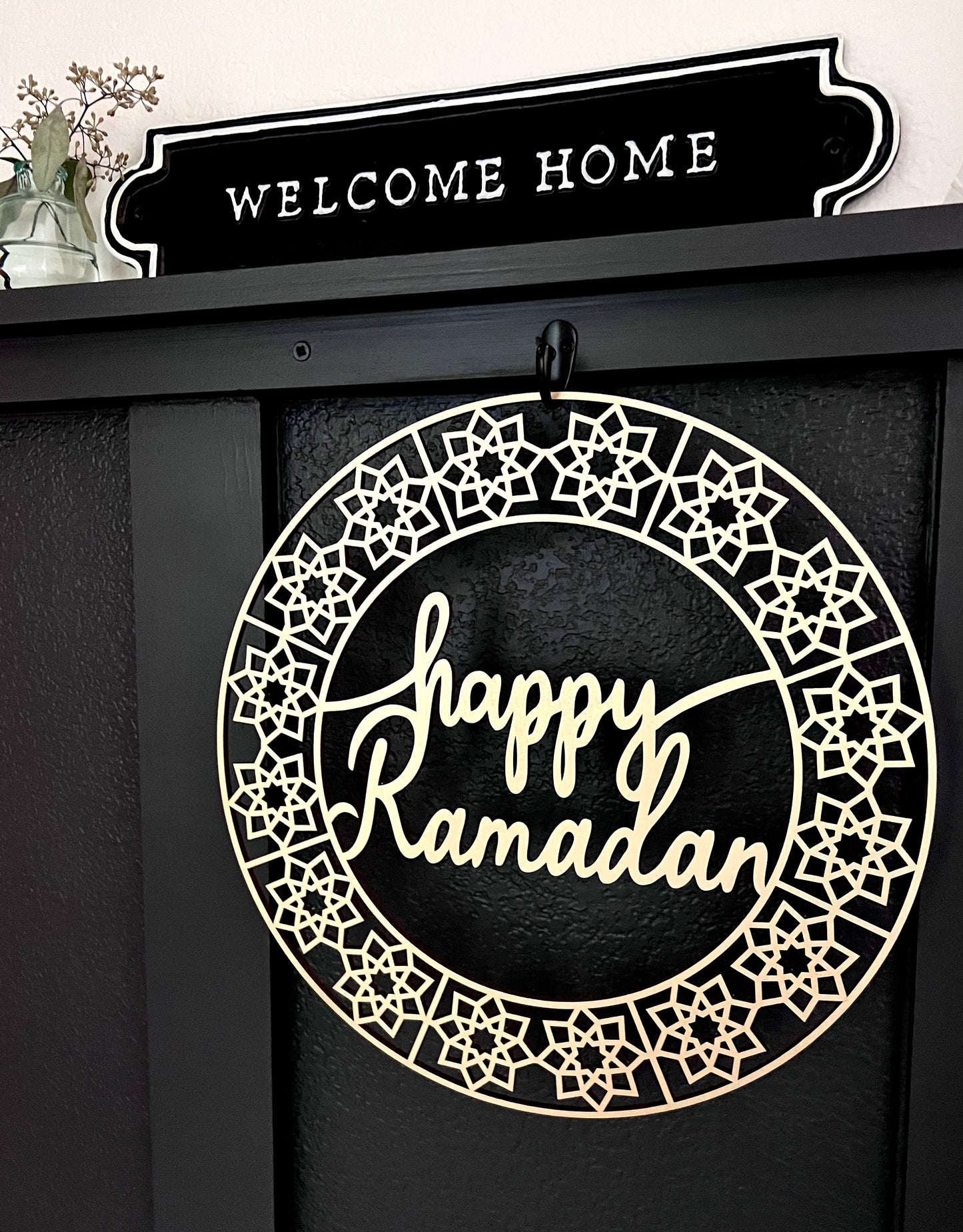 Happy Ramadan Wood Wreath Sign