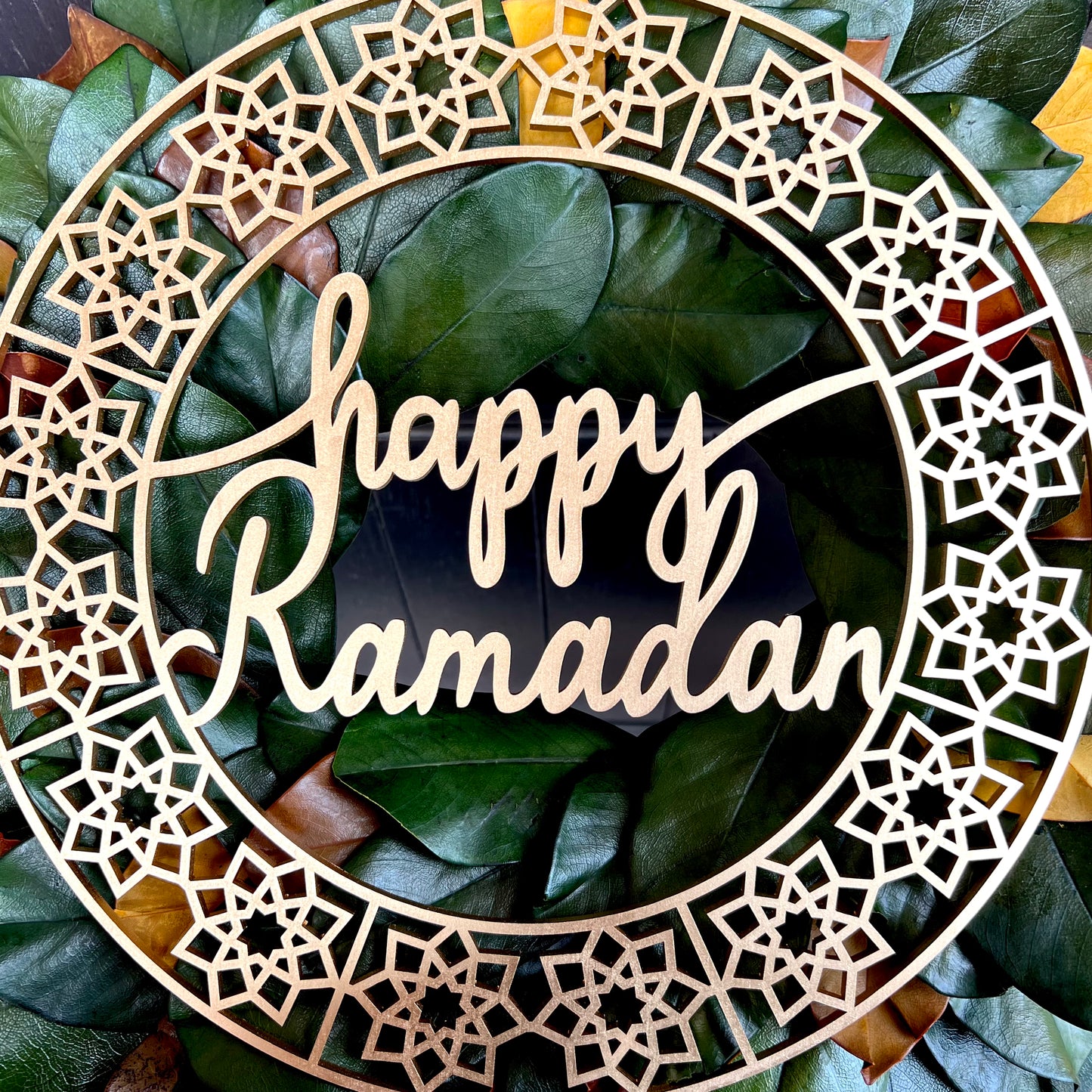 Happy Ramadan Wood Wreath Sign